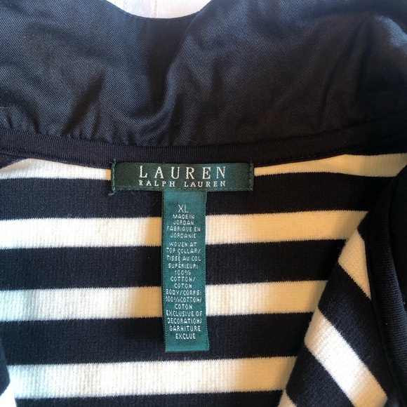 Lauren Ralph Lauren Black & White Striped Zip-Up Sweater With Pockets Size XL - Picture 6 of 8